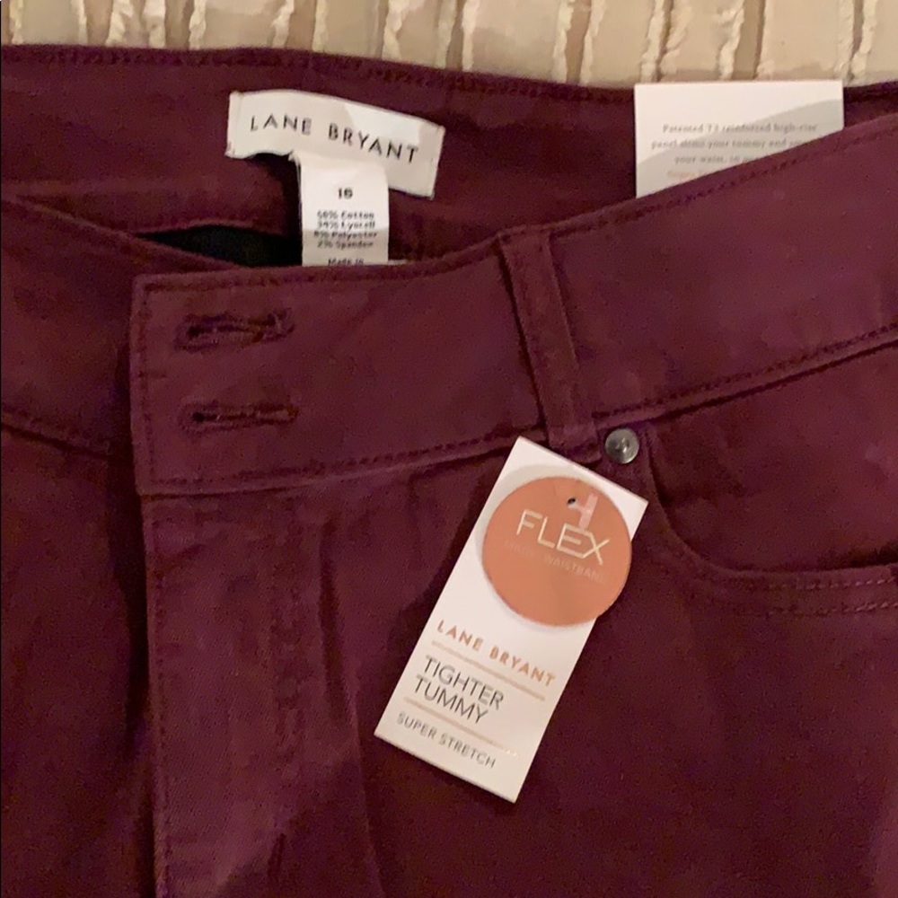 Burgundy high rise stretch jeans